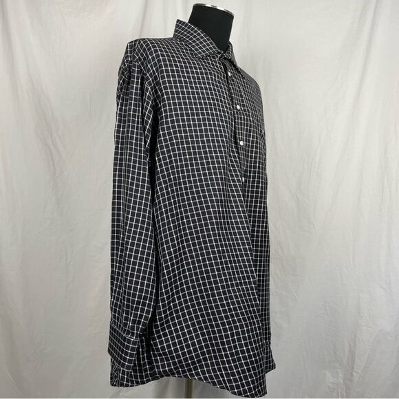 Paul Fredrick Checked Two Ply Cotton Dobby Button Down Shirt - Men’s 18.5 - Picture 3 of 5